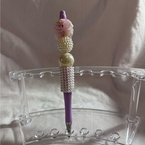 Elegant Purple and Pink Beaded Pen